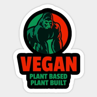 Vegan - Plant Based/Built - Red & Green Sticker